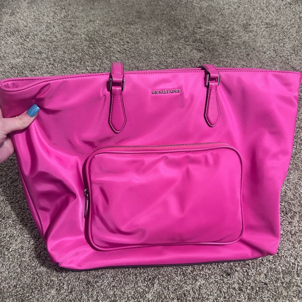 Michael Kors Cara pink nylon tote bag